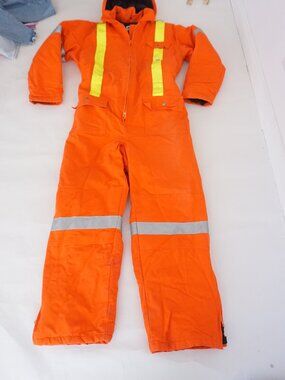 AGO Orange High Visibility Reflective Stripe Hooded Insulated Coveralls XXL Tall
